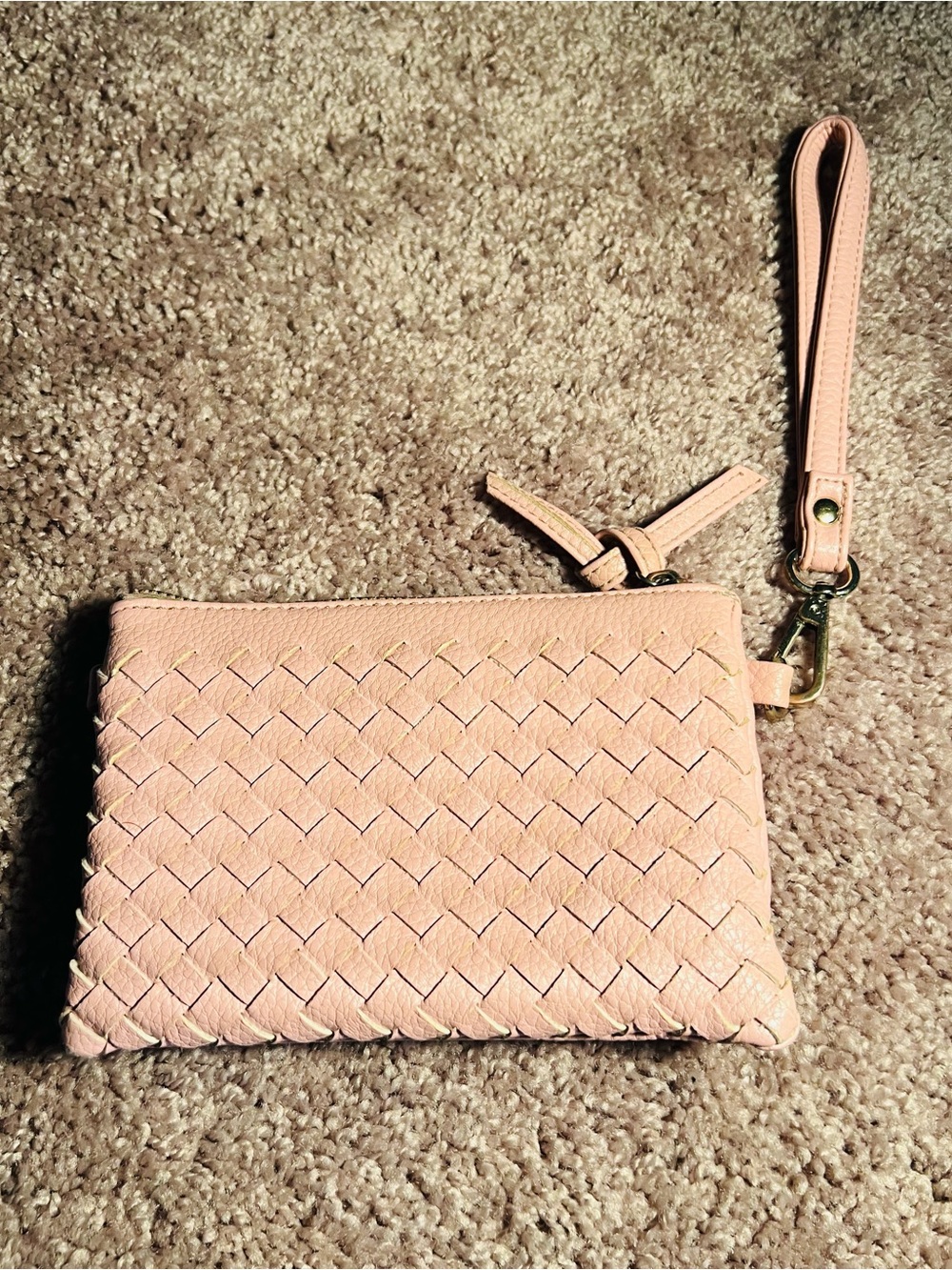Charming Charlie Pink Crossbody Purse Woven Handbag Small - No Shoulder Strap
